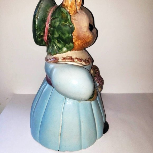 1980s Cookie Jar Easter Mrs Rabbit With Real Like Eyes - Picture 3 of 9